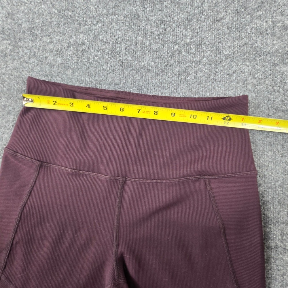 Zella Moto Ribbed High Waist Leggings Women Medium Burgundy Plum Yoga Pants - Picture 10 of 11
